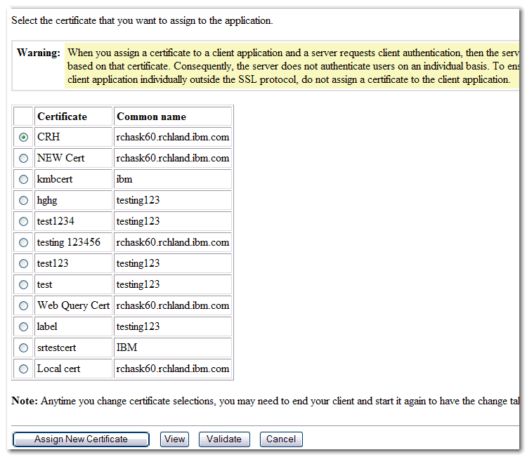 Update Certificate assignment